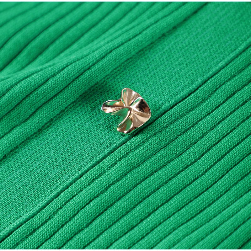 Elegant Knitted Dress Women Solid Single Breasted O Neck Short Sleeve High Waist Hip Package Dresses 2025 Autumn Chic Robes Lady