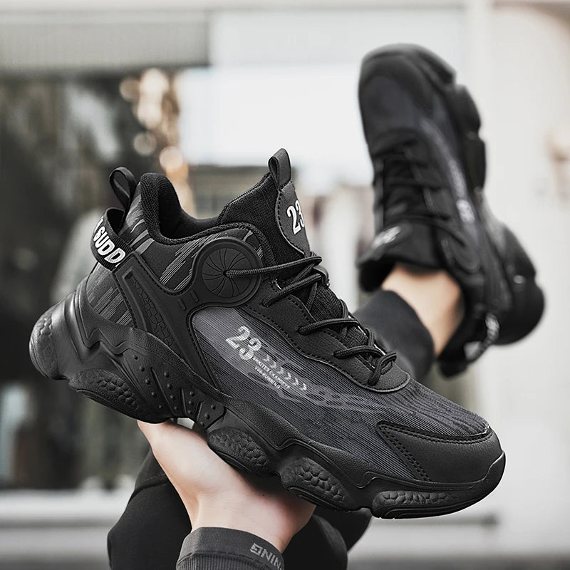 New High-quality Basketball Running Shoes for Men with Air Cushion Spring and Summer Mesh Fabric and Breathable Lacing