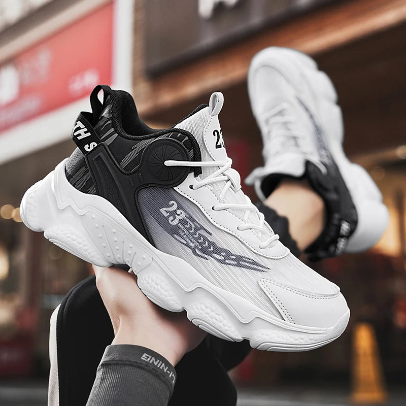 New High-quality Basketball Running Shoes for Men with Air Cushion Spring and Summer Mesh Fabric and Breathable Lacing