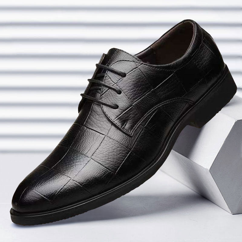 Checkered suit men's business leather shoes formal men's shoes versatile checkered casual wedding shoes - Real fashion