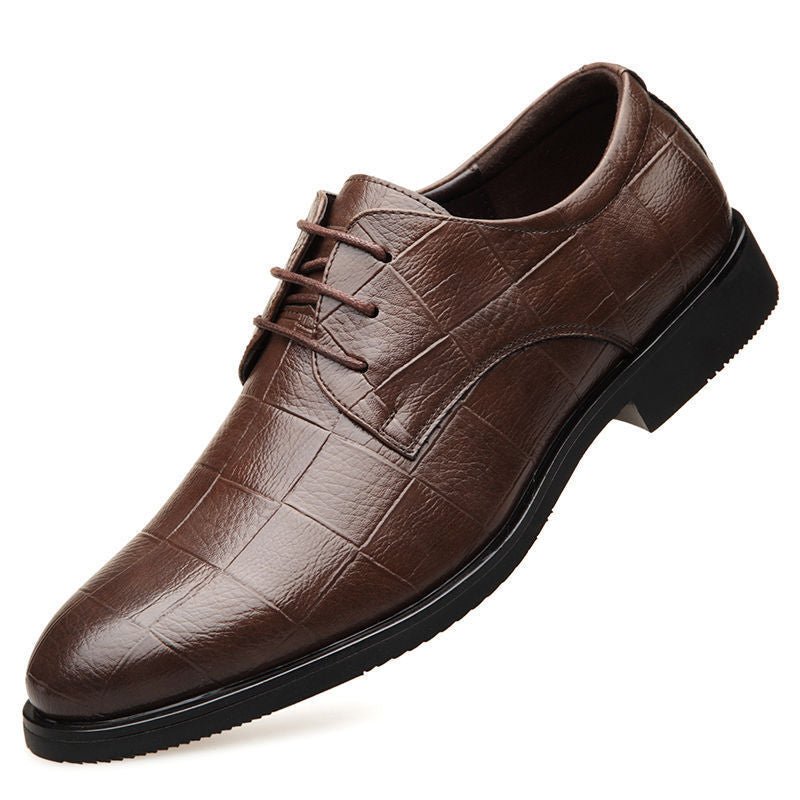 Checkered suit men's business leather shoes formal men's shoes versatile checkered casual wedding shoes - Real fashion