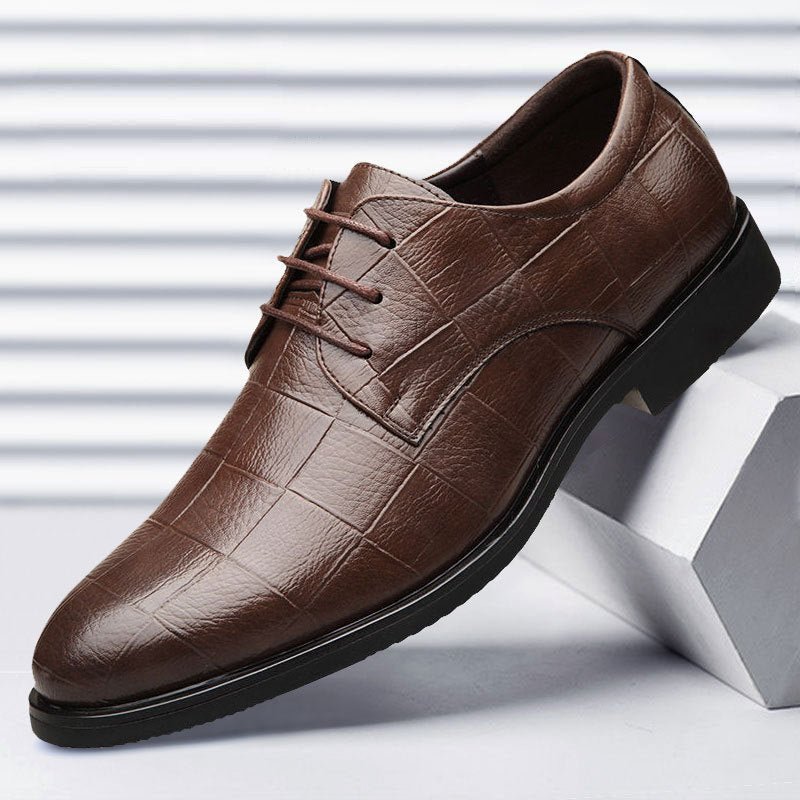 Checkered suit men's business leather shoes formal men's shoes versatile checkered casual wedding shoes - Real fashion