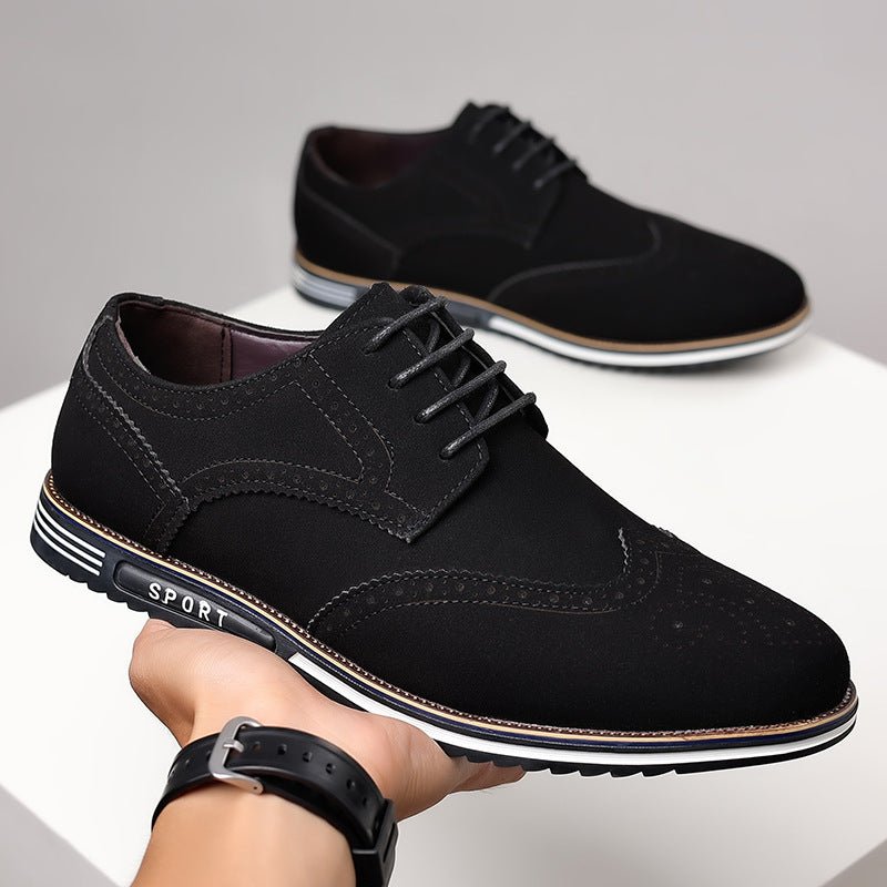 Fashionable men's white sole widened carved leather shoes for men - Real fashion