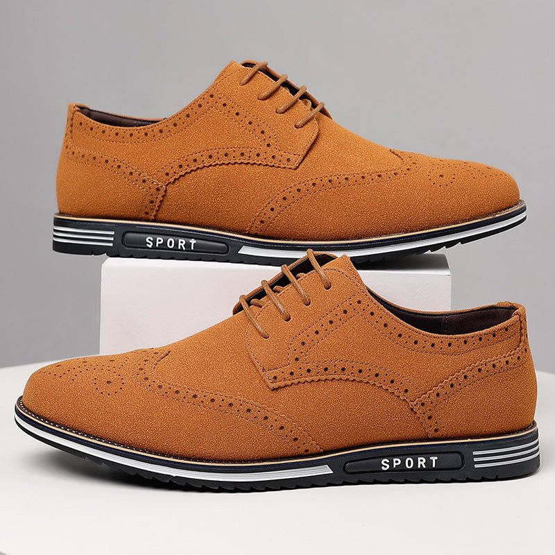 Fashionable men's white sole widened carved leather shoes for men - Real fashion