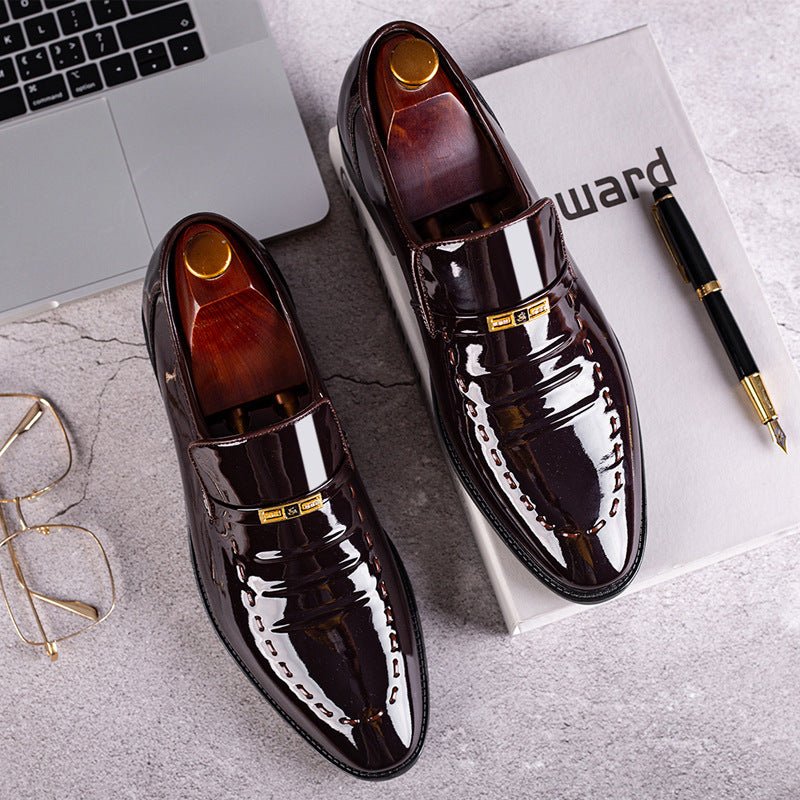 Large size leather shoes, men's breathable Korean style shoes, business formal low cut shoes - Real fashion
