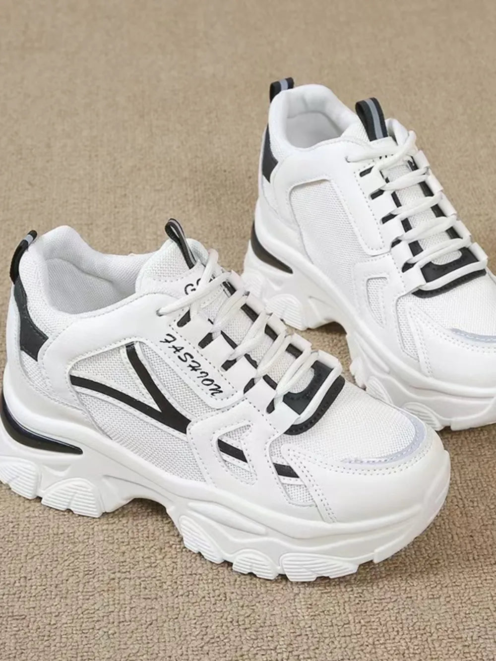 Mesh Lace Up Platform Sneakers - Real fashion