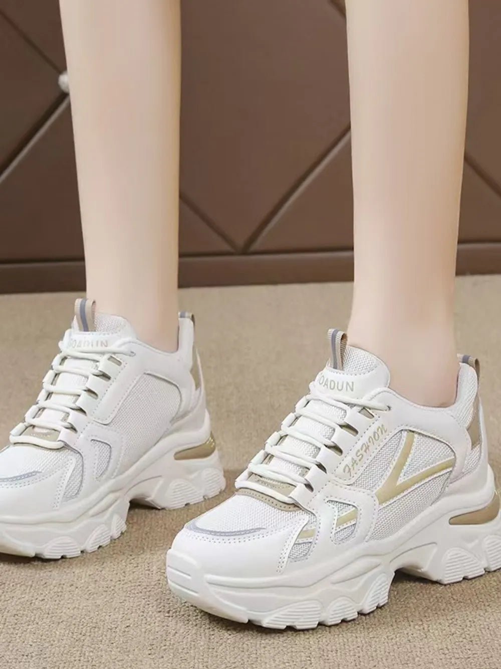 Mesh Lace Up Platform Sneakers - Real fashion