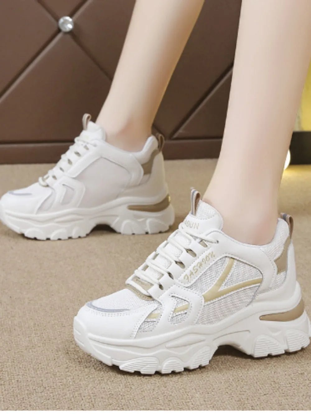 Mesh Lace Up Platform Sneakers - Real fashion