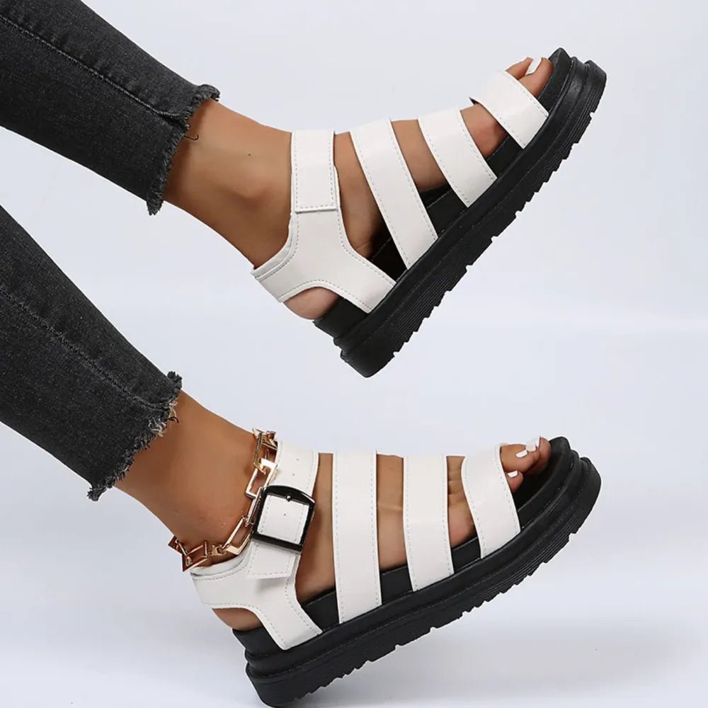 Peep Toe Buckle Platform Sandals - Real fashion