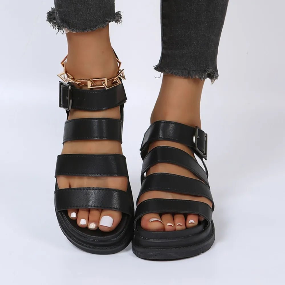 Peep Toe Buckle Platform Sandals - Real fashion