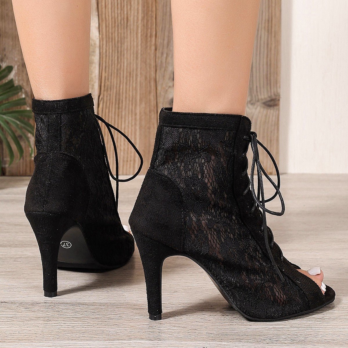 Sandals hollowed out shoes front strap with fish mouth ultra - high slim heel high - heeled cool boots - Real fashion